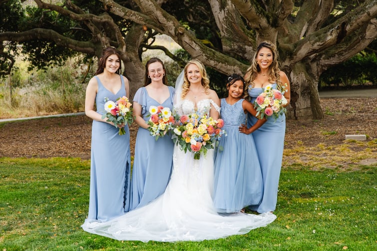 Bridal party in front of tree at Carmel Fields by Wedgewood Weddings