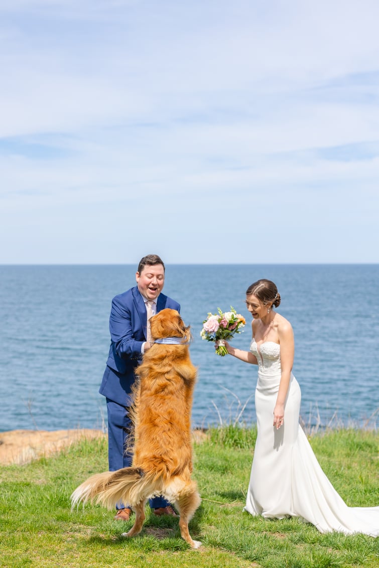 Couple with their dog at Barker House by Wedgewood Weddings