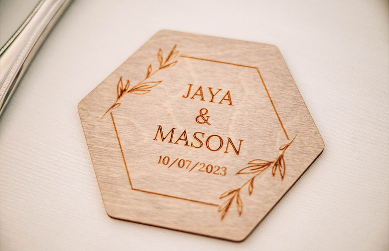 Custom coasters as favors - Boulder Creek by Wedgewood Weddings