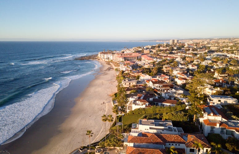 Drone view of La Jolla Cove - La Jolla Cove Rooftop by Wedgewood Weddings - 1