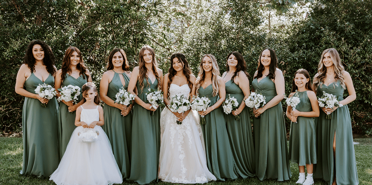 BRIDESMAIDS IN SAGE GREEN AT UNIVERSITY CLUB AT THE PRESIDIO