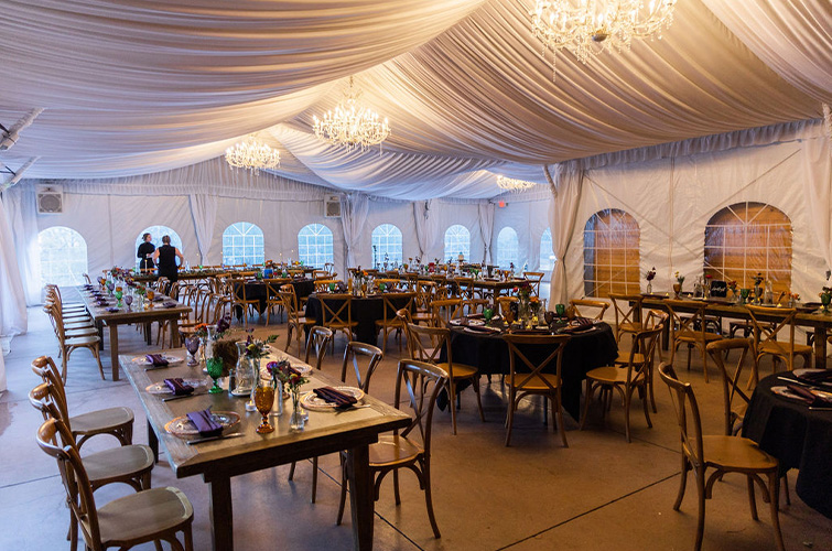 Pavilion reception setup during winter - Boulder Creek by Wedgewood Weddings