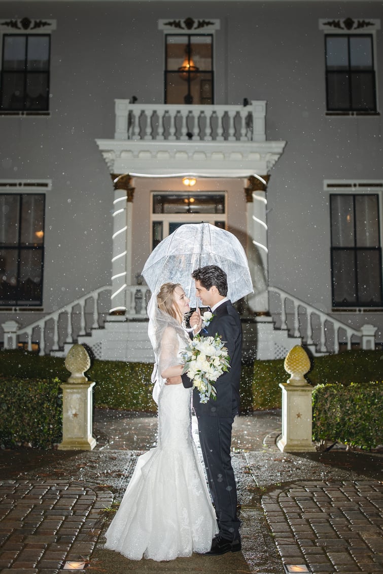 Rainy day at Jefferson Street Mansion by Wedgewood Weddings