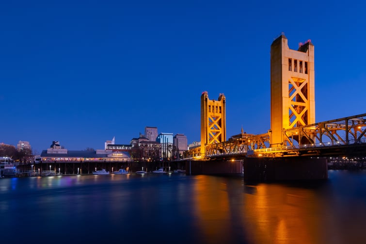 Sacramento, CA at nighttime