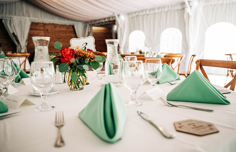 Tablescape setup with seafoam green accents - Boulder Creek by Wedgewood Weddings