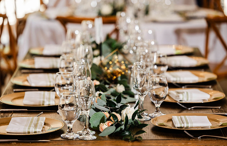 Tablescape with farm table and greenery - Boulder Creek by Wedgewood Weddings