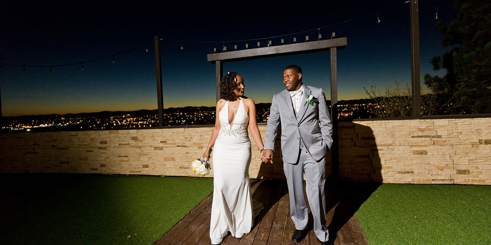 Couple at nighttime at Brittany Hill by Wedgewood Weddings