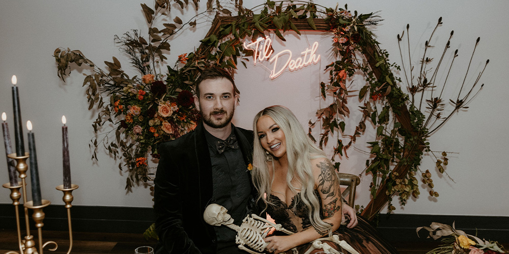 Goth inspired wedding decor at Carlsbad Windmill by Wedgewood Weddings