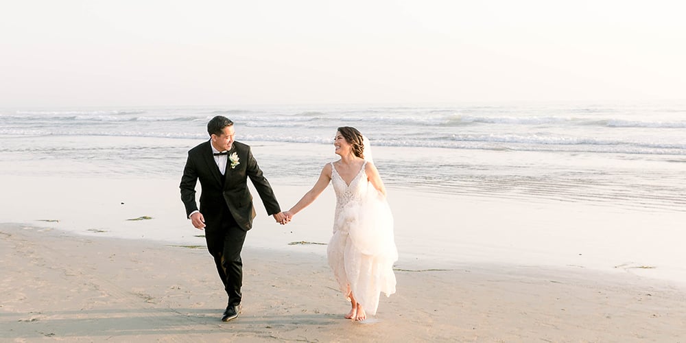 Bride and Groom on the Beach