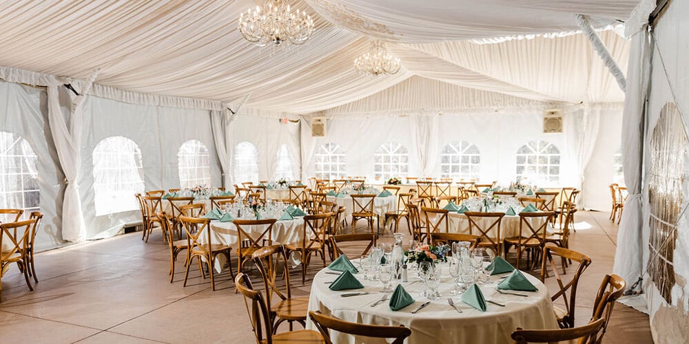 Upscale tented reception space at Boulder Creek by Wedgewood Weddings