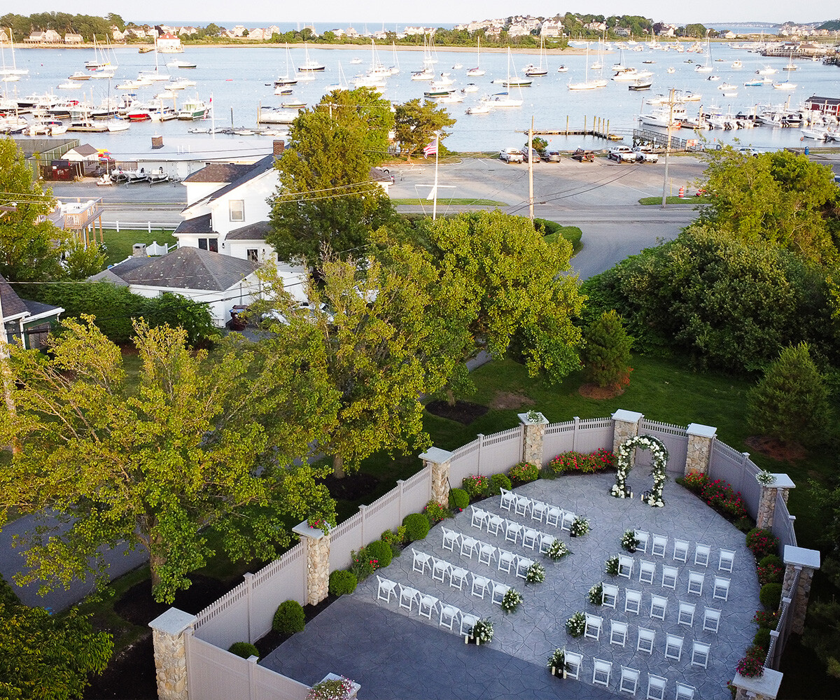 Aerial shot of Barker House by Wedgewood Weddings