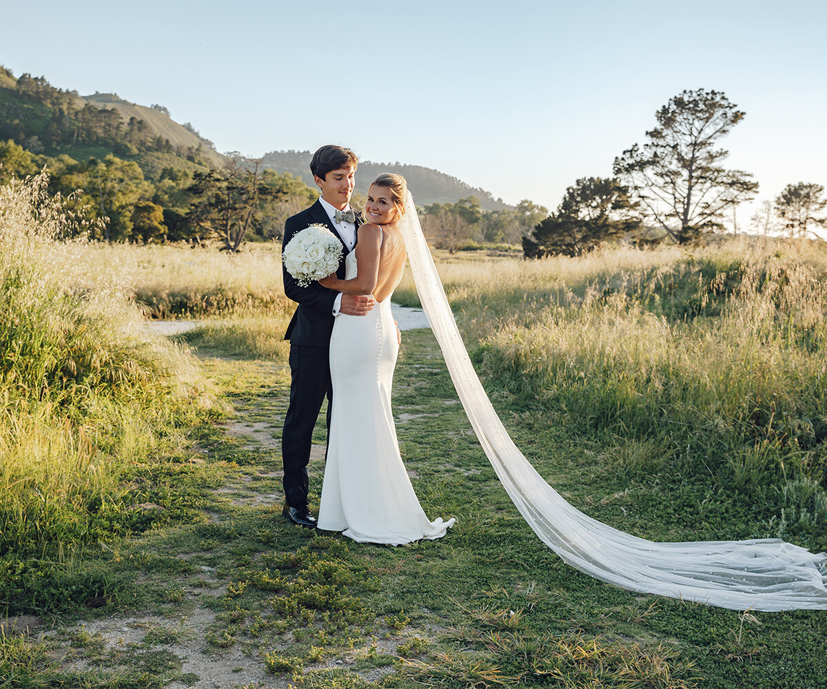 Newlyweds posing at park - Carmel Fields by Wedgewood Weddings