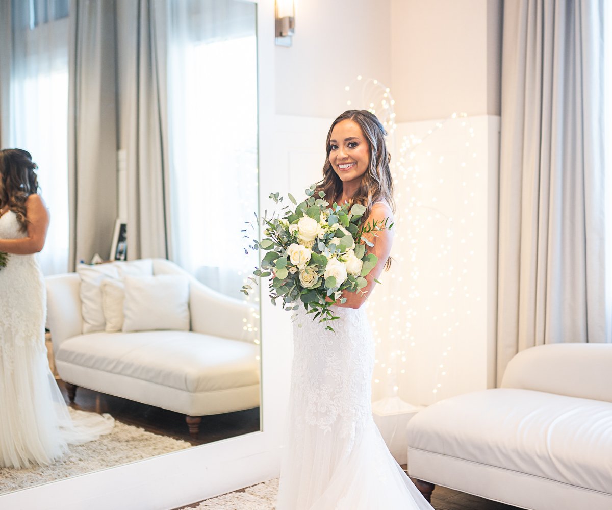 Bride in get ready room - Colby Falls by Wedgewood Weddings