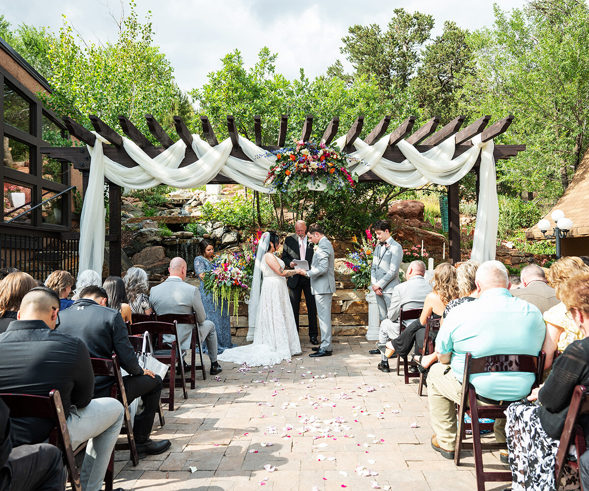 Ceremony site with draping and florals - Craftwood Peak by Wedgewood Weddings