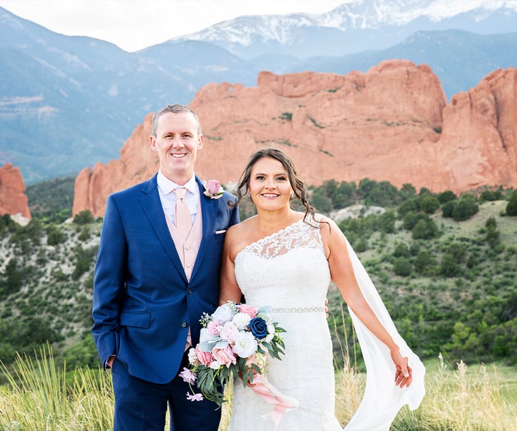 Couple with gardens of the gods - Craftwood Peak by Wedgewood Weddings