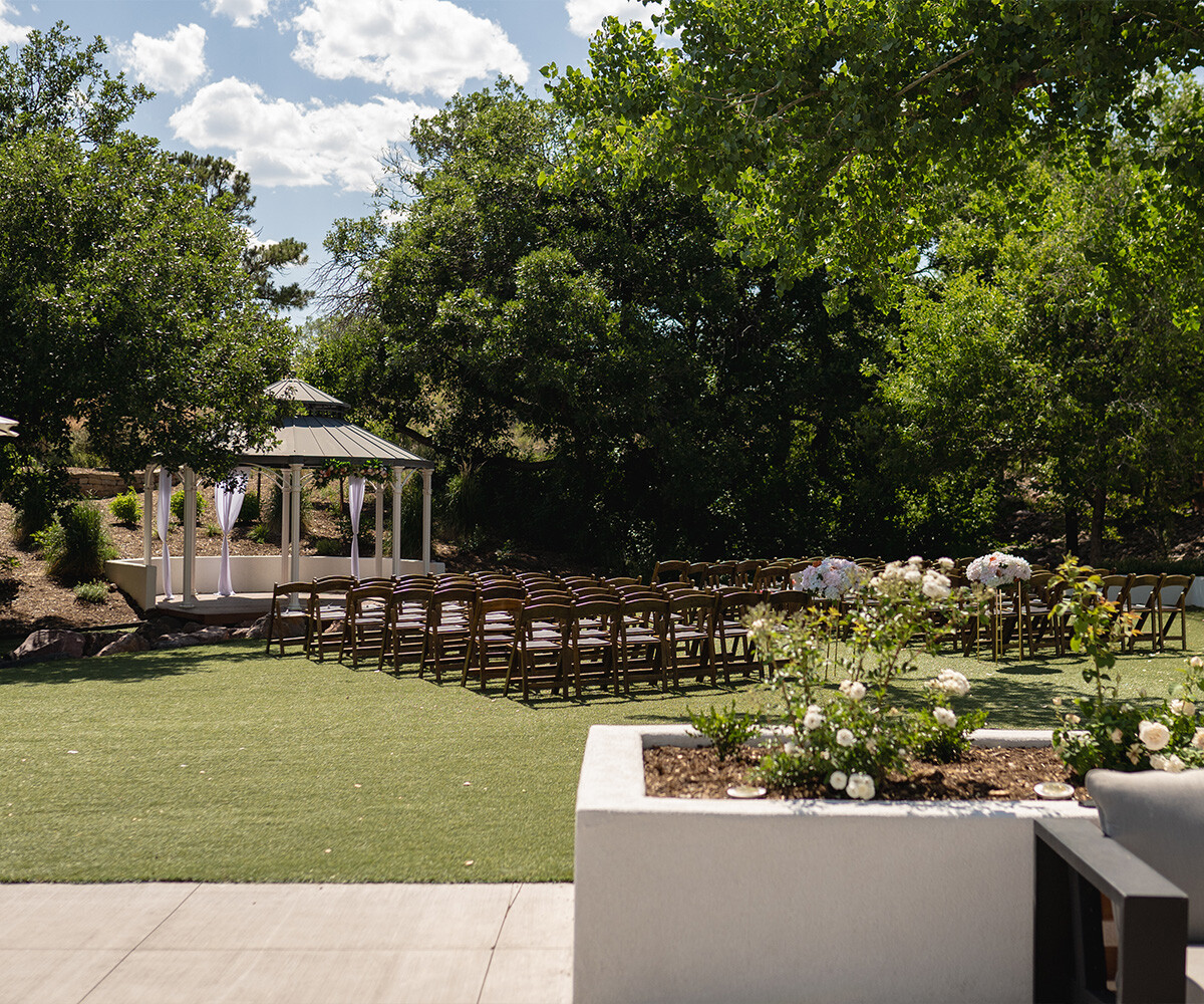 Garden gazebo ceremony with lush greenery - Creekside Terrace by Wedgewood Weddings