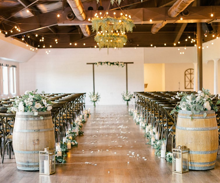 Gorgeous ceremony setup in the Loft - Creekside Terrace by Wedgewood Weddings