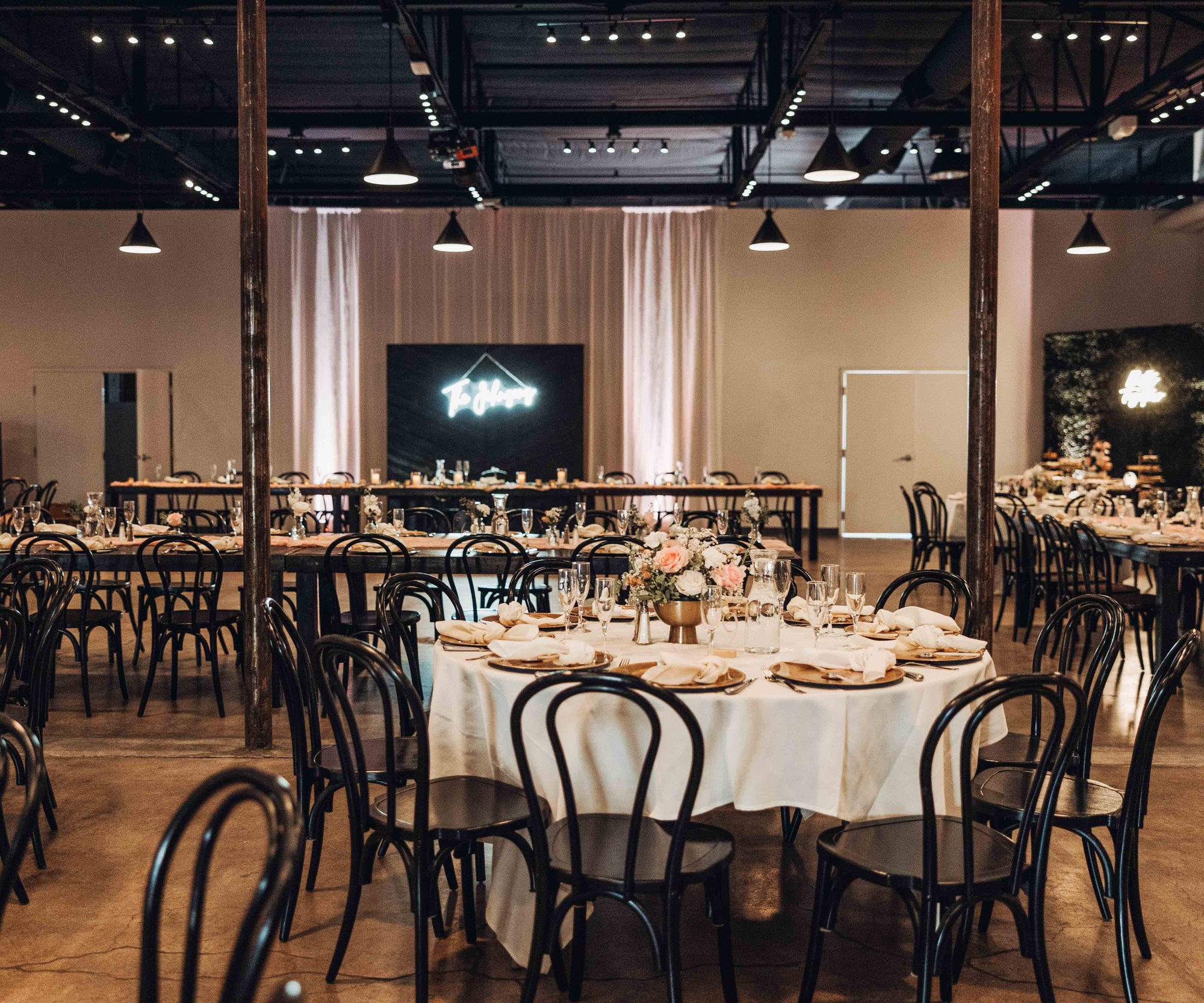 Modern industrial wedding reception space in Phoenix 