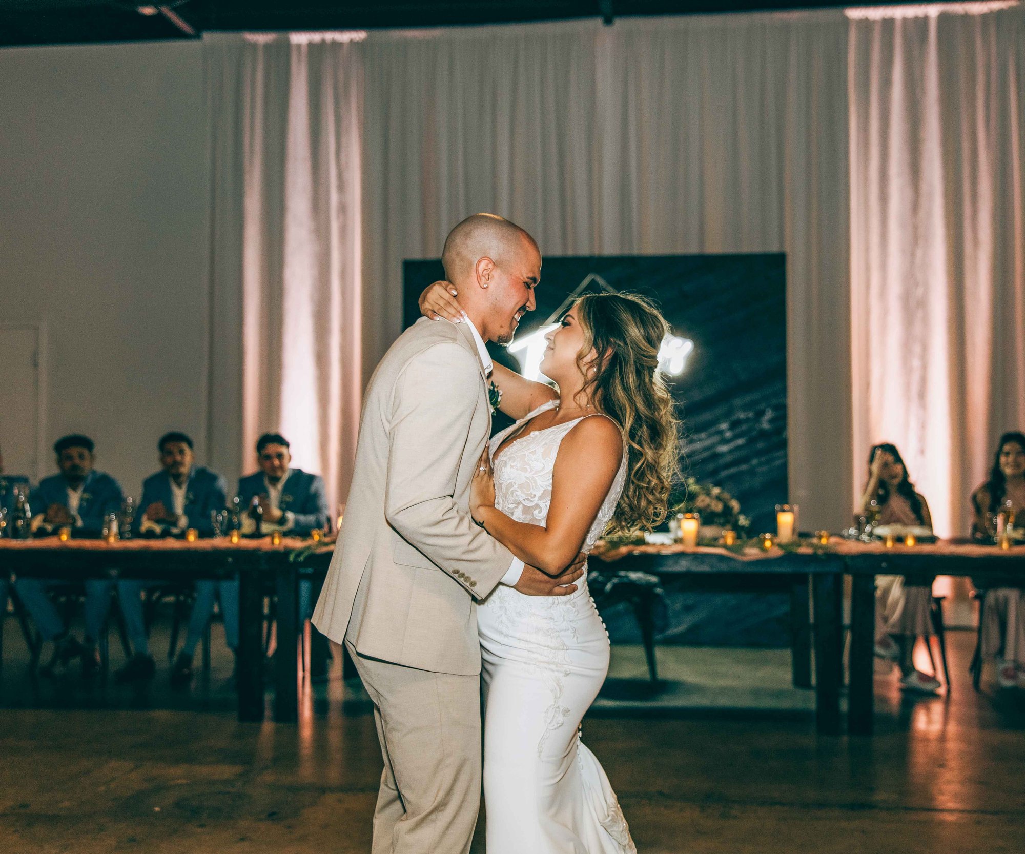 Intimate first dance moment between newlyweds at Phoenix wedding reception