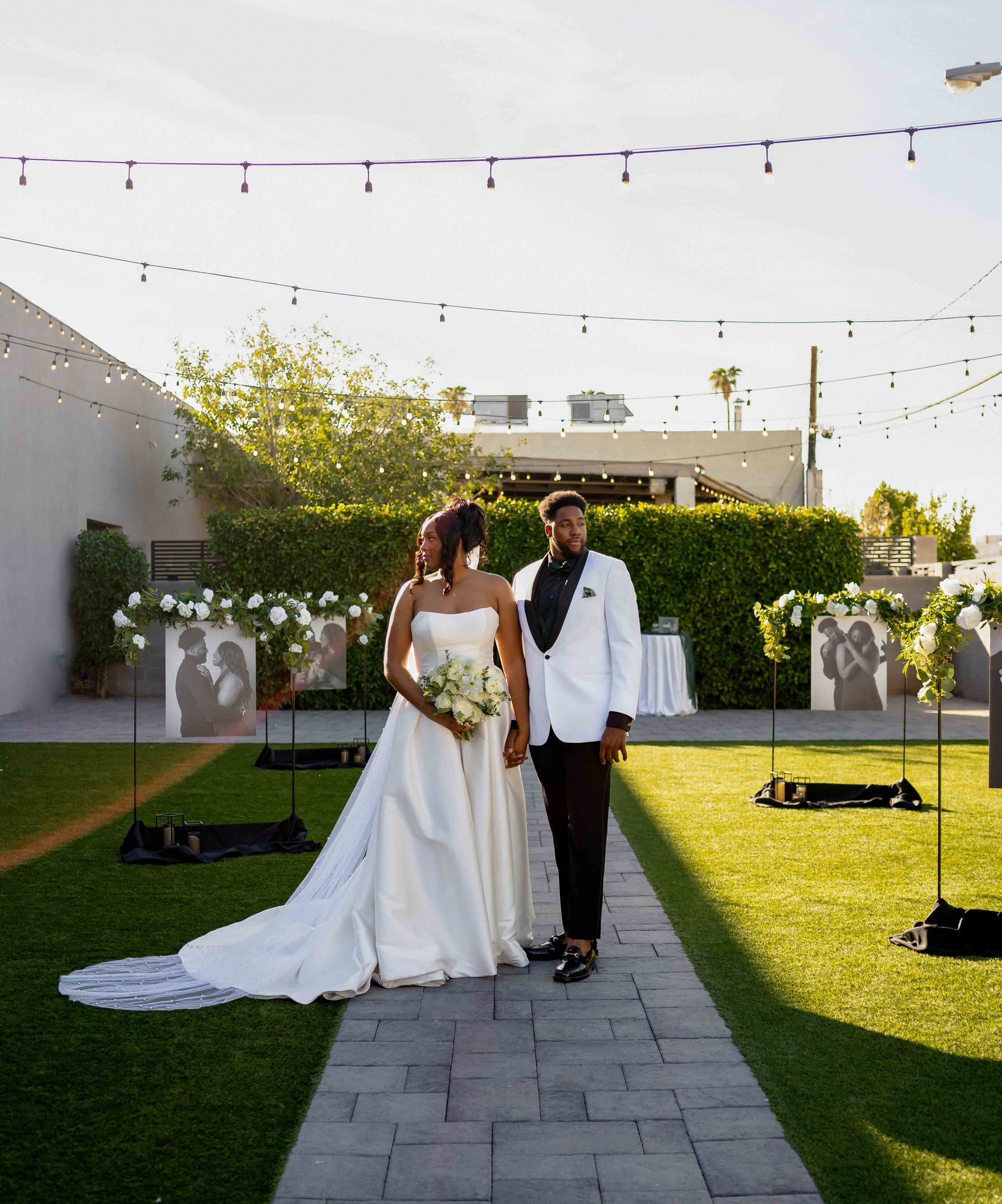 Bride and Groom Portrait at Croft Downtown Phoenix - Outdoor Garden Ceremony