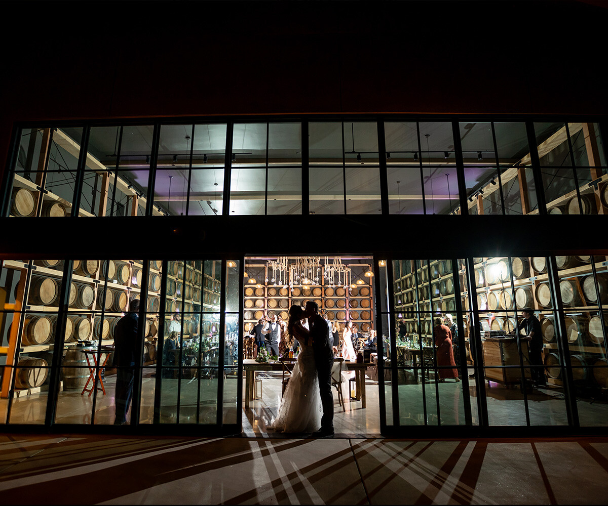 Evening shot of Danza del Sol Winery by Wedgewood Weddings