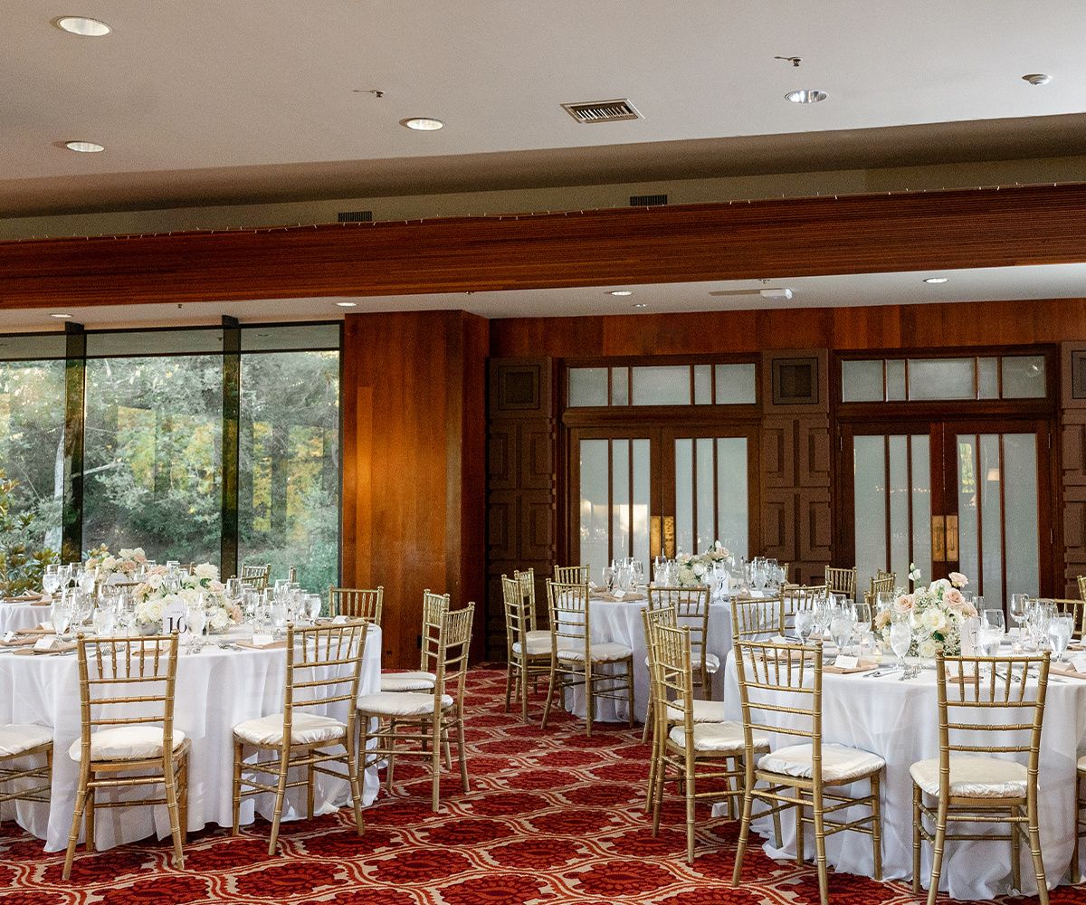 Indoor reception hall at Dove Canyon with large window and high ceilings (2)