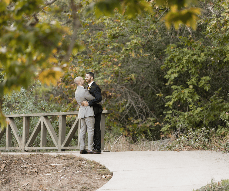 LGBTQ couple on bride at Fallbrook Estate by Wedgewood Weddings