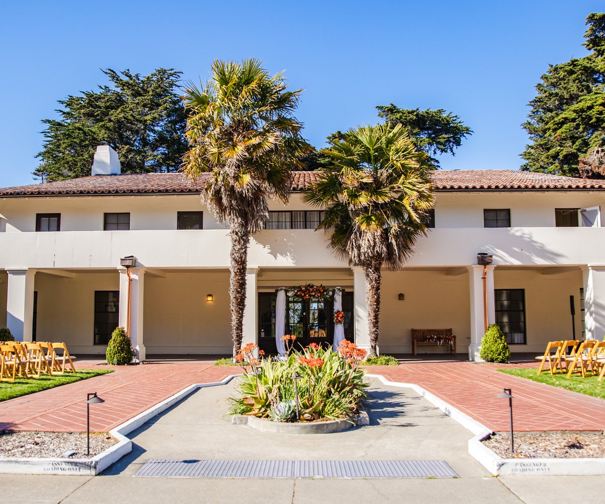 Ceremony set up in front of historic Bay area location - Golden Gate Club at the Presidio - Wedgewood Weddings - 3