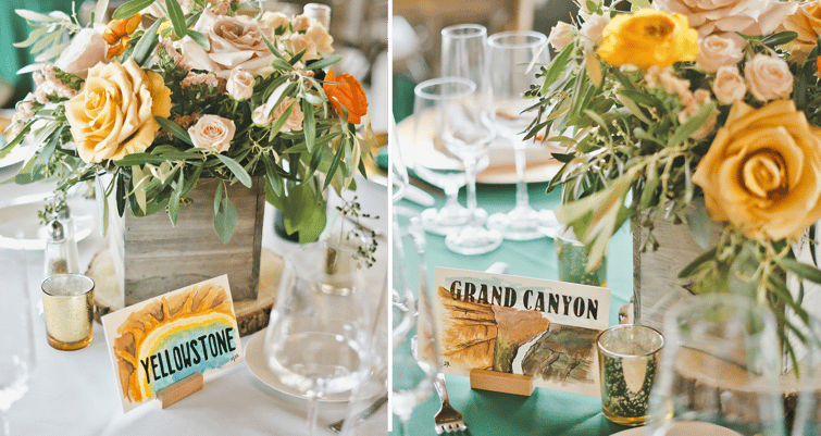 Personalized table cards at April and Jakkree's wedding at the Log Cabin by Wedgewood Weddings