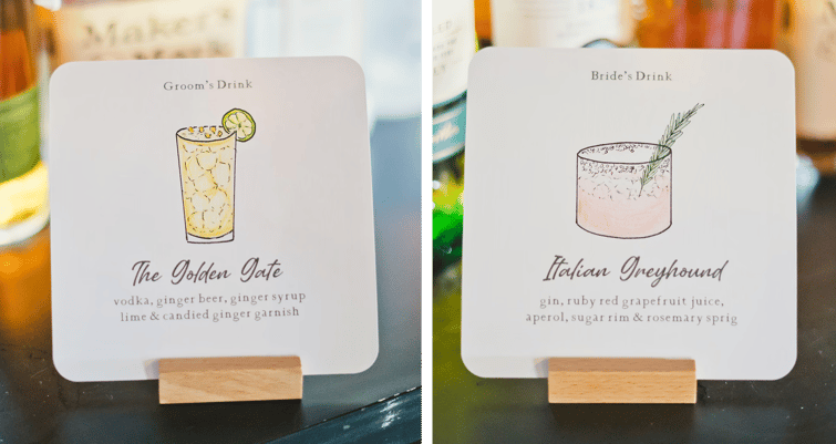 Signature Cocktails for April and Jakkree's Log Cabin wedding