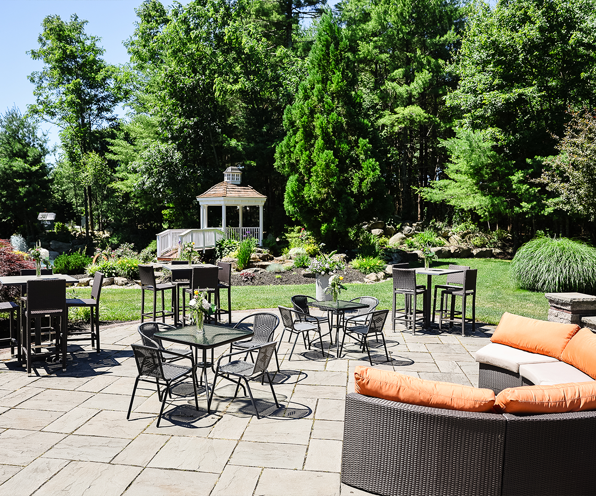 Inviting cocktail patio at Miraval Gardens by Wedgewood Weddings