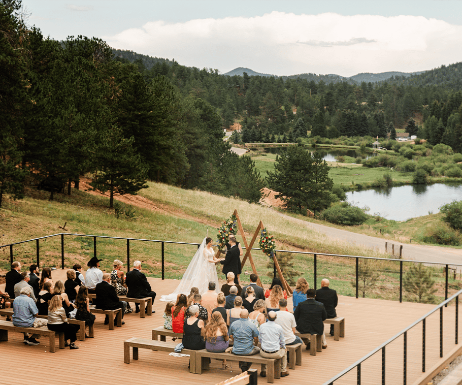 Ceremony site with lake views - Lake View at Mountain View Ranch