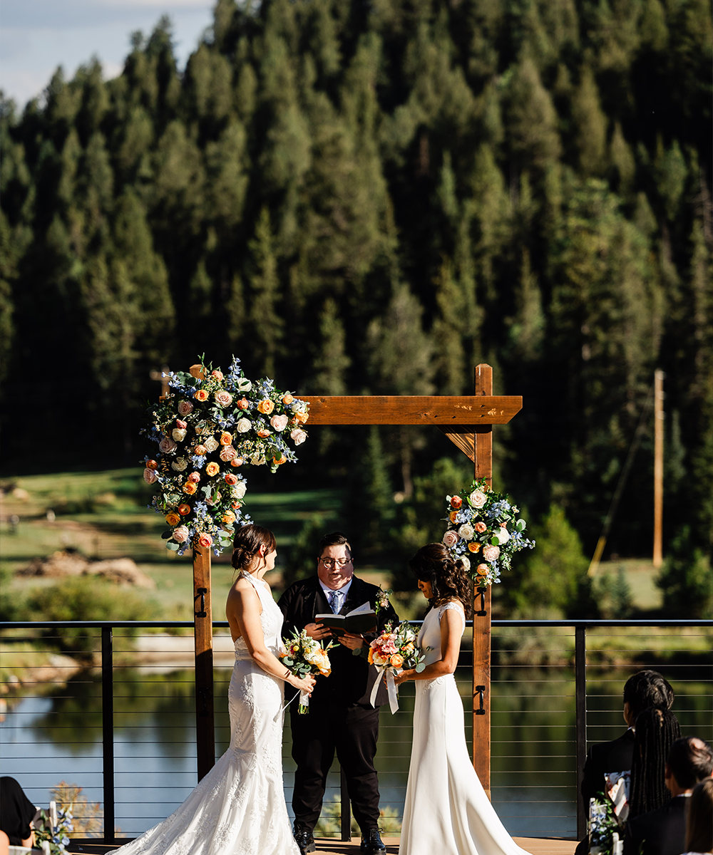 Couple during ceremony at Lake View at Mountain View Ranch