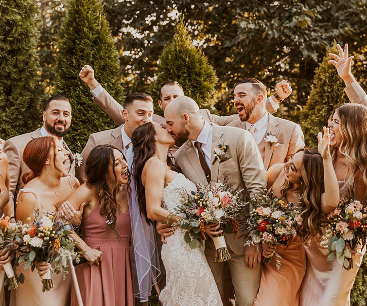 Wedding party photo op at Sequoia Mansion by Wedgewood Weddings