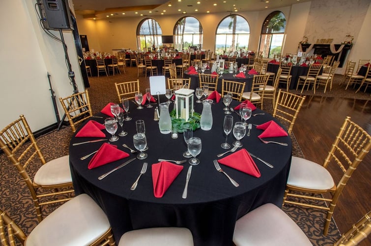 black, red, gold reception at Sierra La Verne