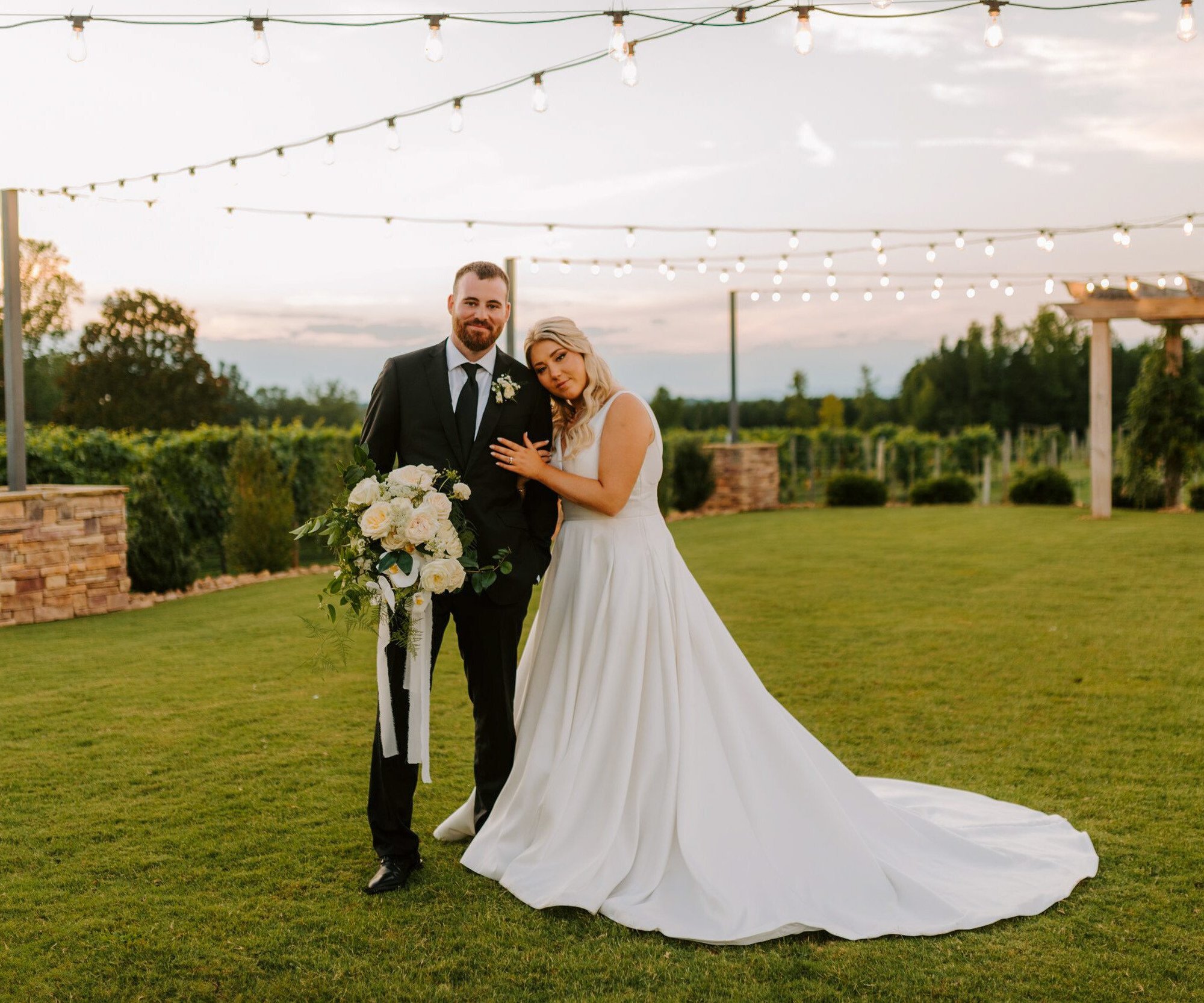 Sunset Vineyard Wedding Portrait at Spinning Leaf