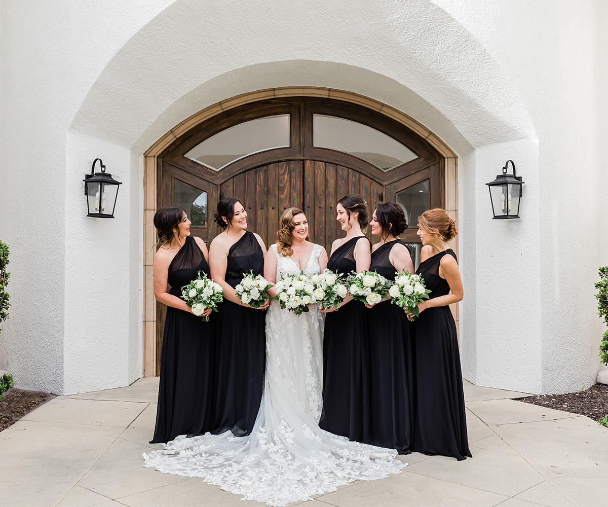 Wedding party outside front doors at Sterling Hills-1