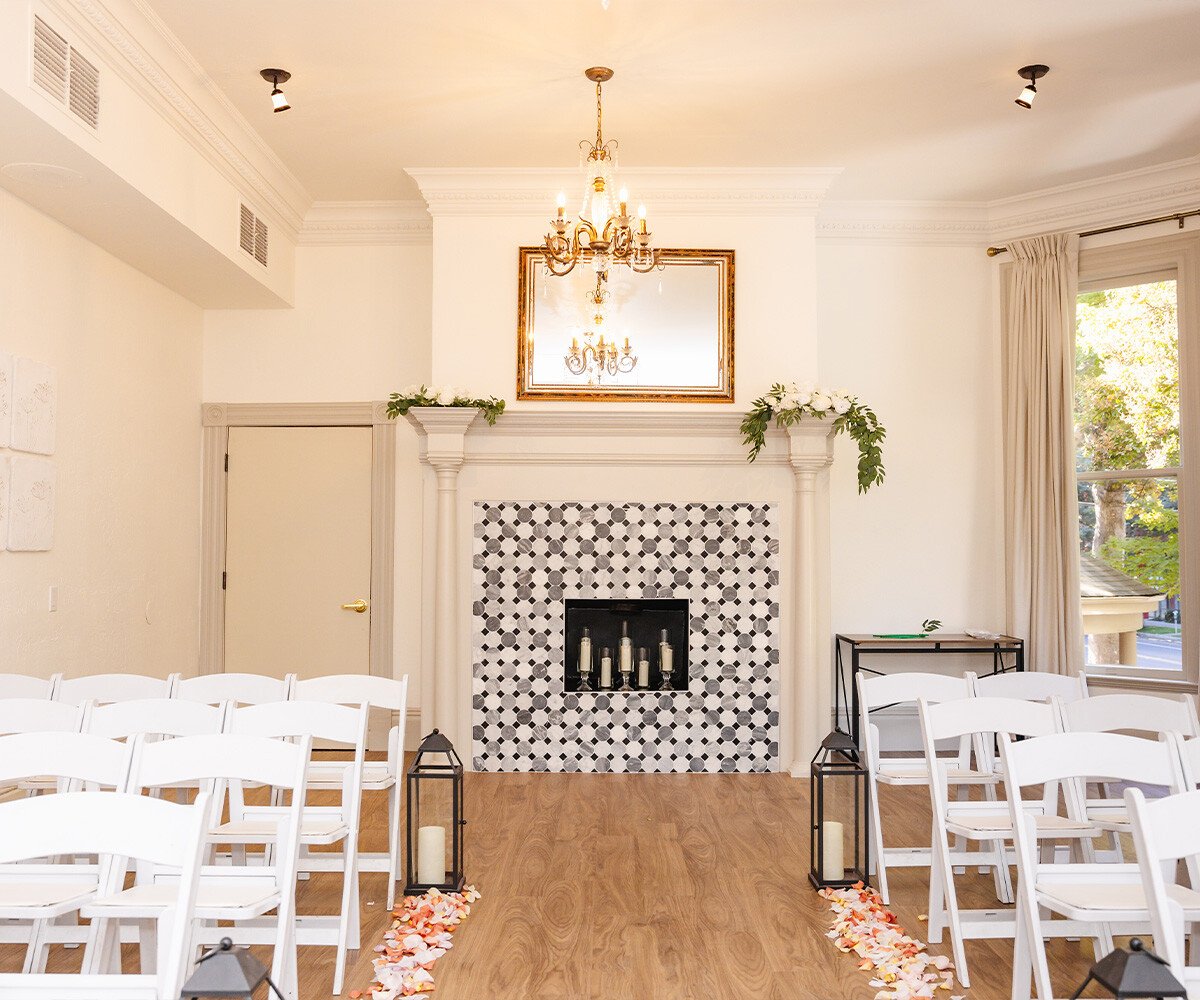 Fireplace in indoor ceremony site - Sterling Hotel by Wedgewood Weddings