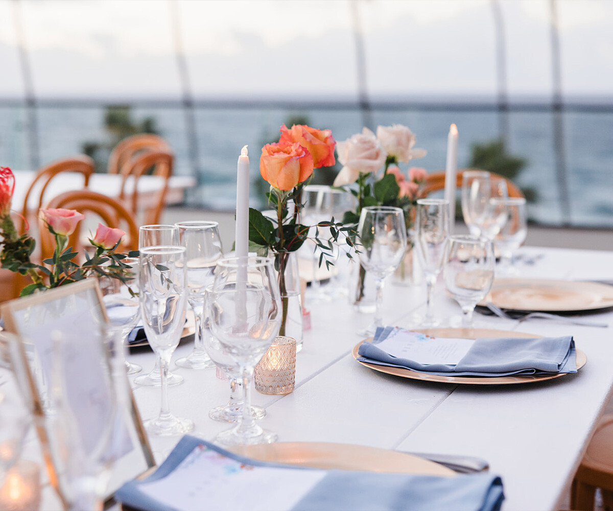 Gorgeous Reception Setup at La Jolla Cove Rooftop