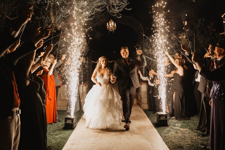 Grand sparkler exit + real sparklers at Stonebridge Manor