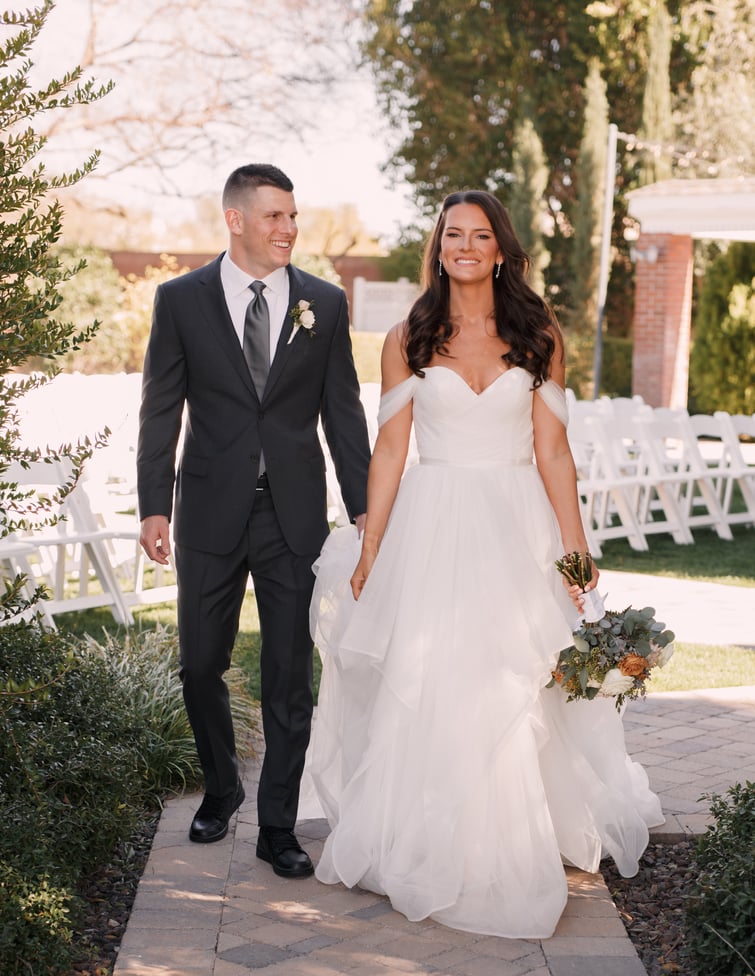 Mitch and Raelyn at the ceremony site at Stonebridge Manor