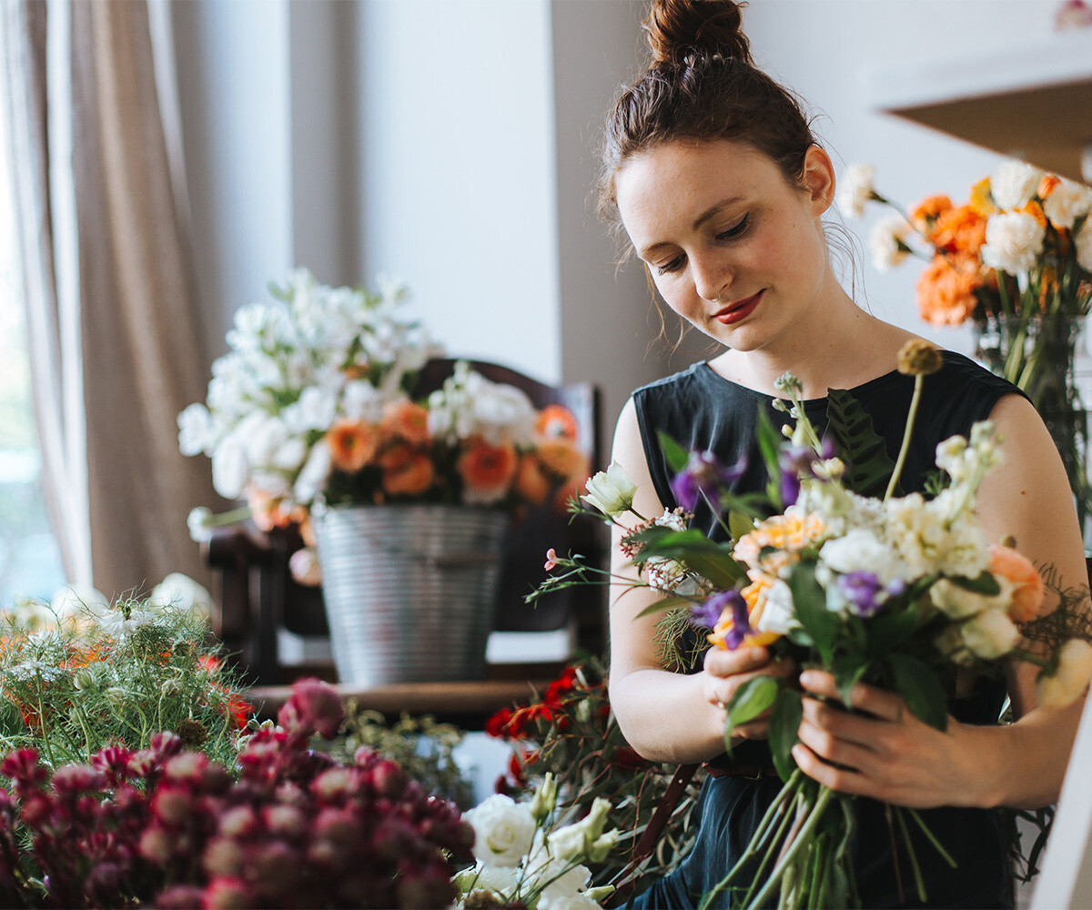 Vendor Florist Assembling Centerpieces