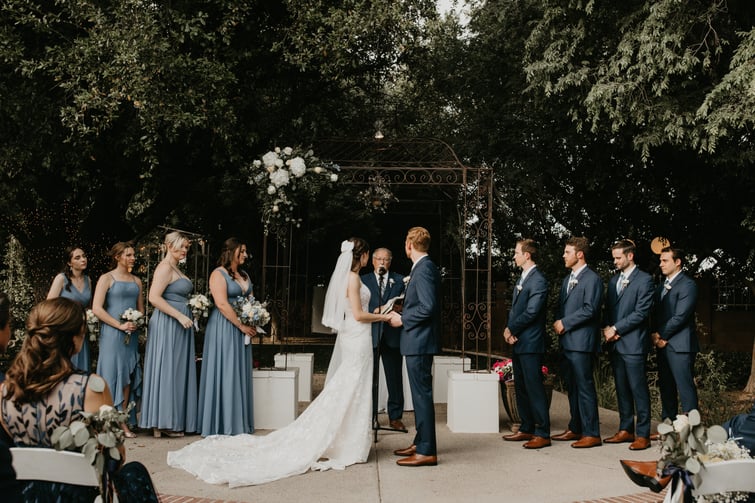 wedding party during ceremony at Stonebridge Manor