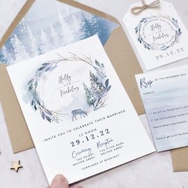 cute wedding invitation with on-trend floral styling